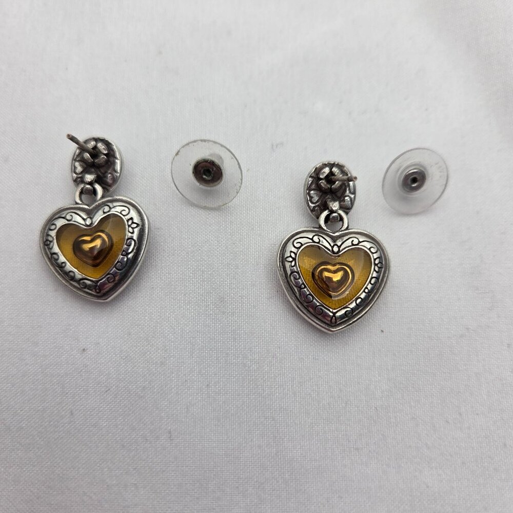 Vintage Brighton "Love Notes" Heart Drop Earrings - Picture 4 of 6